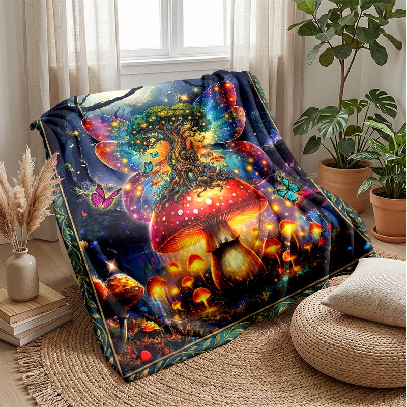 Fairy Dreams with Butterflies Theme Blanket Lightweight Warm Flannel Blanket Decorative Throw Blanket for Home Decoration