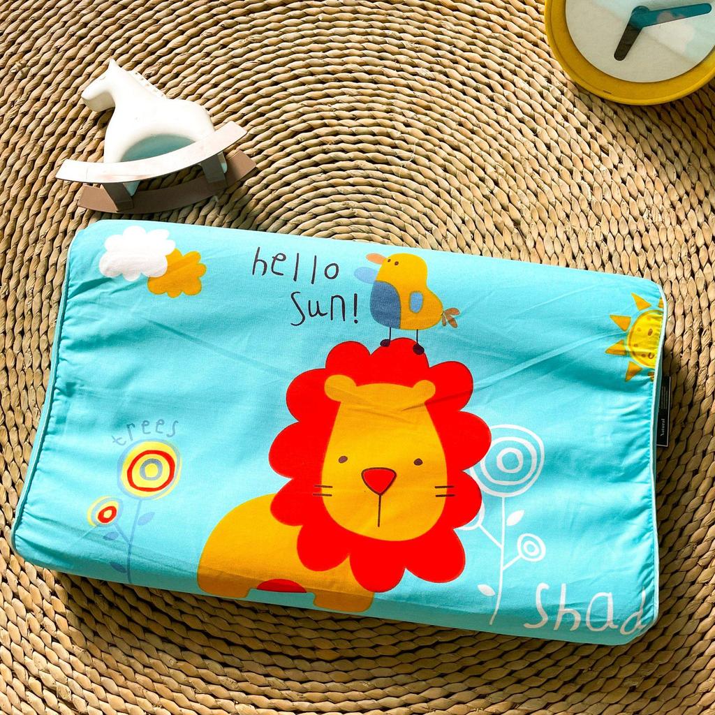 Thailand Natural Latex Children's Pillow - Pure Cotton Cartoon Design, Baby Neck Support, Ideal for Kindergarten Students and Gifts