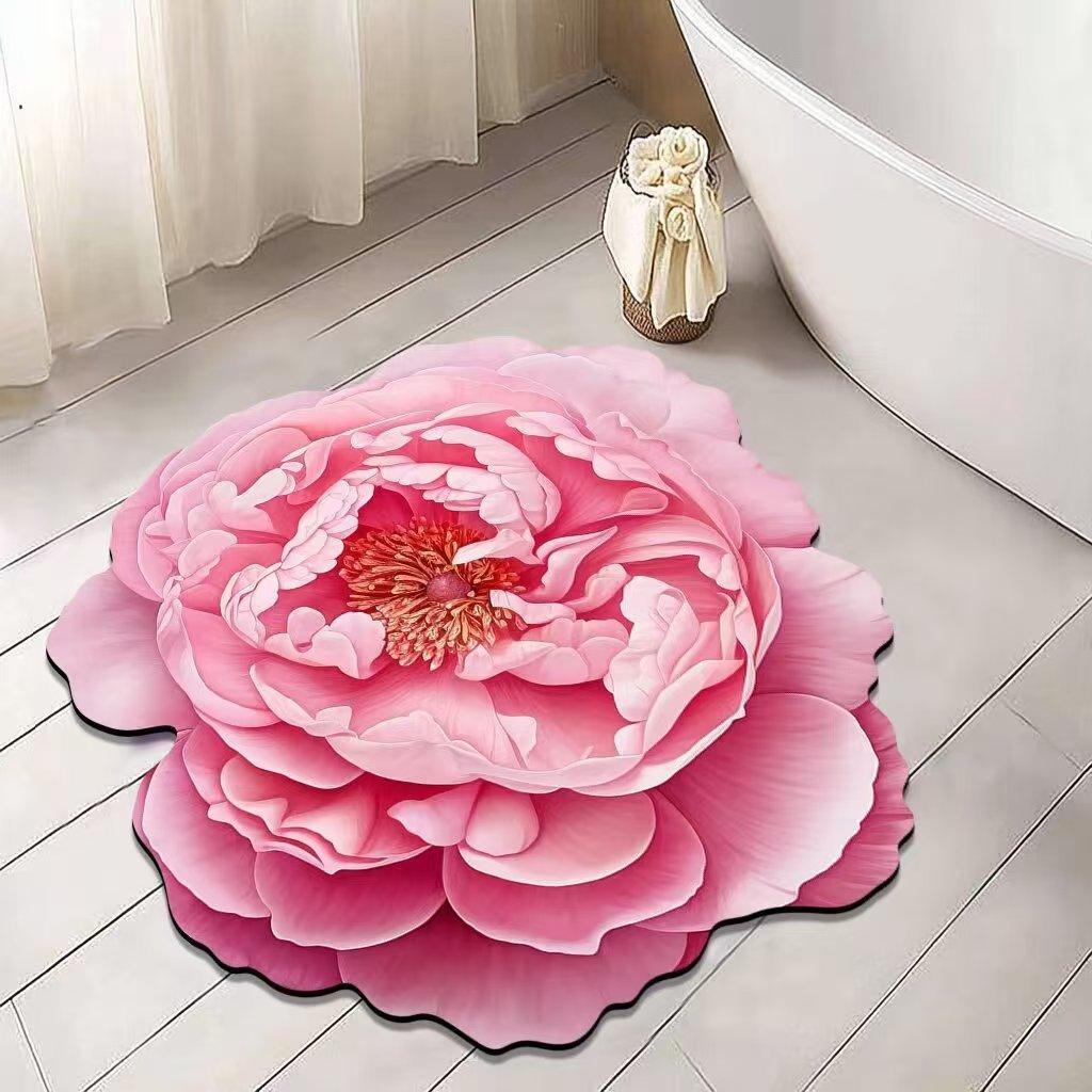 3D Creative Flower-Shaped Diatomite Mud Floor Mat for Bathrooms, Kitchens, and Entrances - Water-Absorbing, Anti-Slip, and Durable Foot Mat