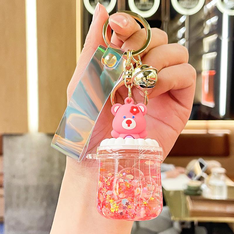 Refillable Sanrio Luminous Glitter Bubble Bead Keychain Pendant - Trendy Women's Bag Charm