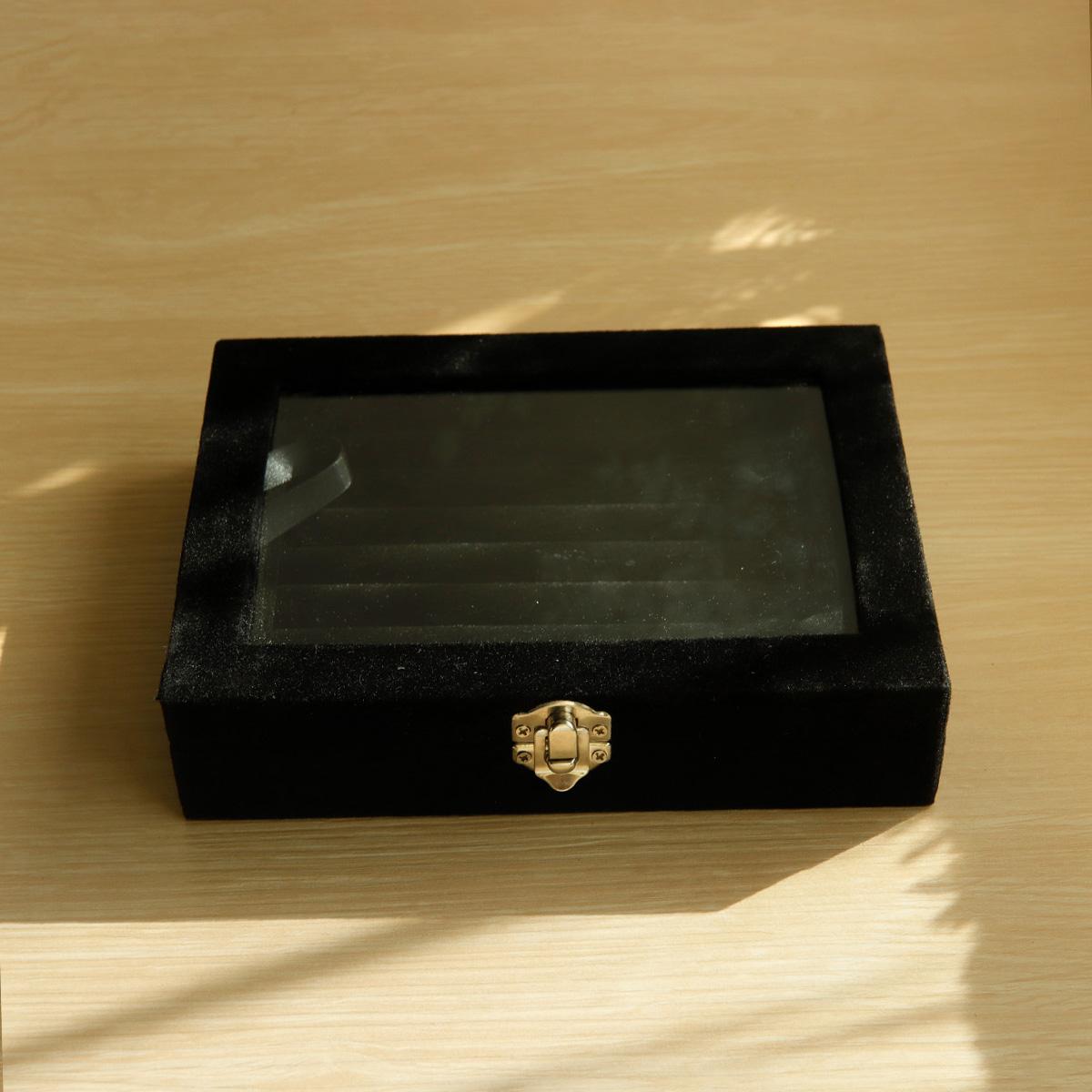 

Jewelry Storage Box Earring Ring Jewelry Display Box Jewelry Classification Dustproof Transparent Flip Lid Jewelry Bo чёрный
