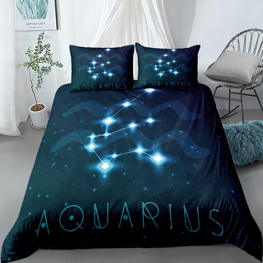 Scorpio Duvet Cover Set 12 Constellation Bedding Set Outer Space Galaxy Starry Sky Polyester Comforter Cover King Queen Size