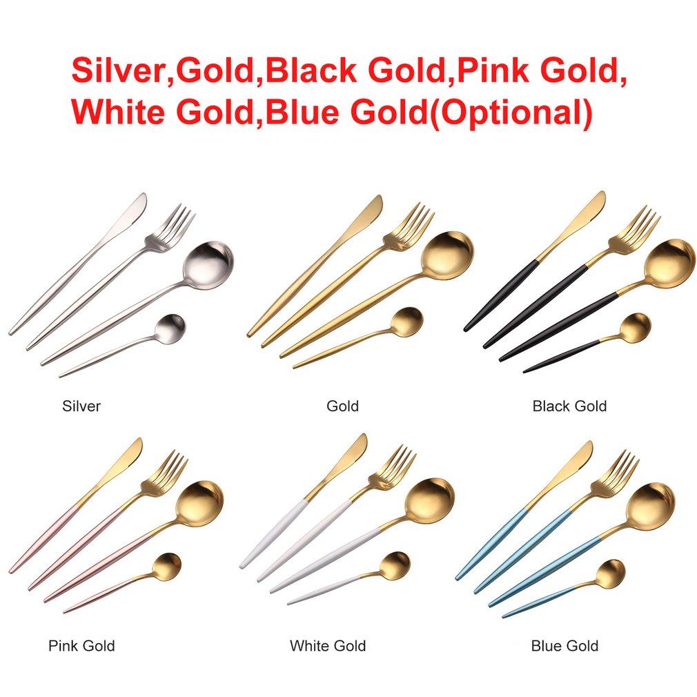 Buy KC 4pcs Dinnerware Cutlery Set Tableware Set Gold Cutlery Stainless