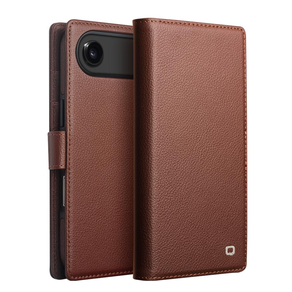 QIALINO For iPhone Air Case Compatible with MagSafe Detachable Genuine Cow Leather Wallet Phone Cover