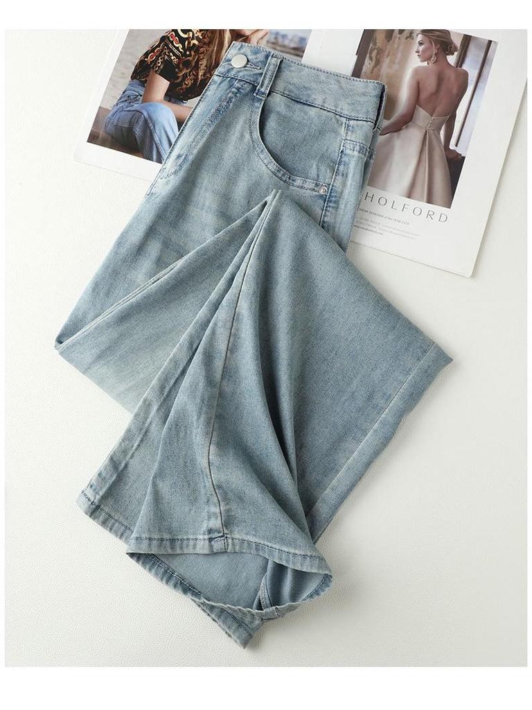 2024 Women's Light Embroidered High-Waisted Slimming Straight-Leg Jeans - Summer Thin Style