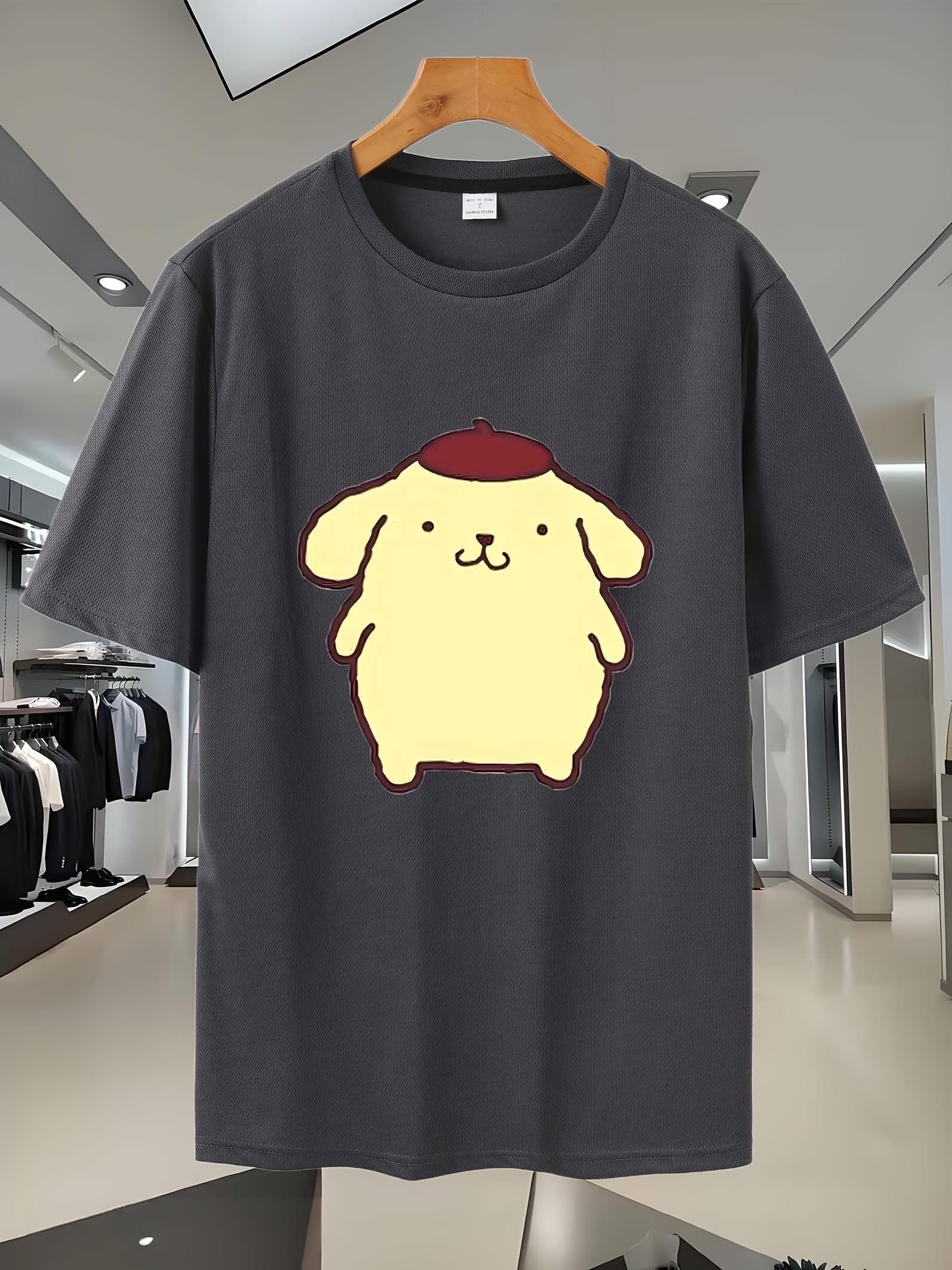 

9E2025 Sporty Casual Short Sleeve T-shirt with Cute Cartoon Dog Print - Breathable Moisture-Wicking Fabric XXXXL