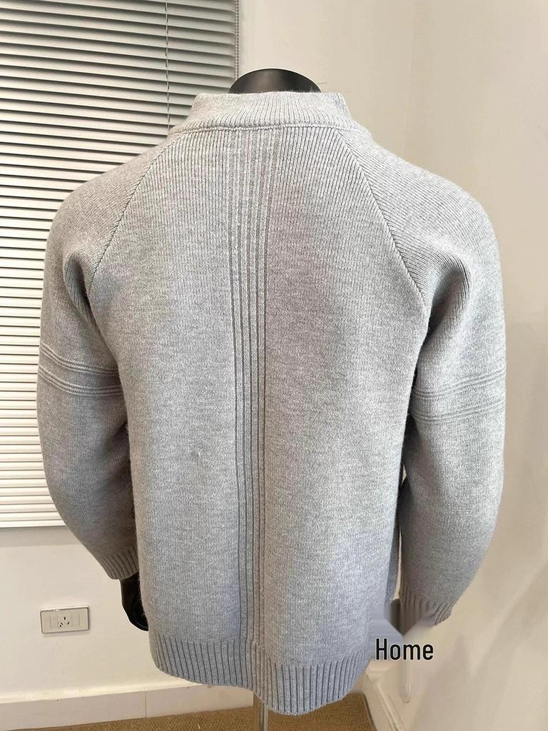 Vielseitiger Herren-Strickpullover mit halbem Reißverschluss und Stehkragen für Herbst/Winter
