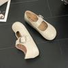 Fashion Mary Jane Shoes Women's Spring Versatile College Style Women's Shoes Soft-soled Ballet Inner Height Increasing Leather Shoes