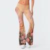 Women's Fashion Print Slim Fit Slim Reverse Waist Low Waist Elastic Waist Flare Pants