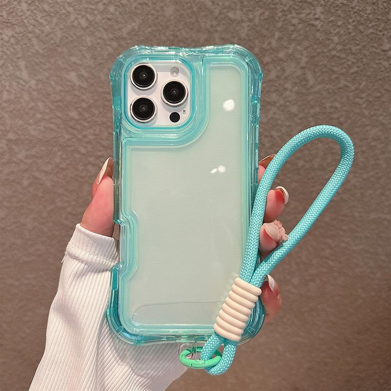 

3-in-1 Thick Four-corner Airbag Anti-drop Hand Lanyard Case For iPhone 16 Pro Max 16e 15 + 14 Plus 13 12 11 Protect Cover iPhone 15