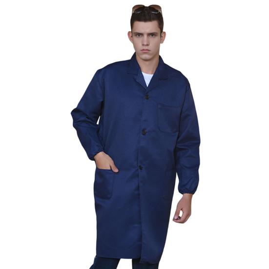 

Work Coat Lapel Long Sleeve Single Breasted Easy Care Wrinkle Resistant Work Jacket темно-синий