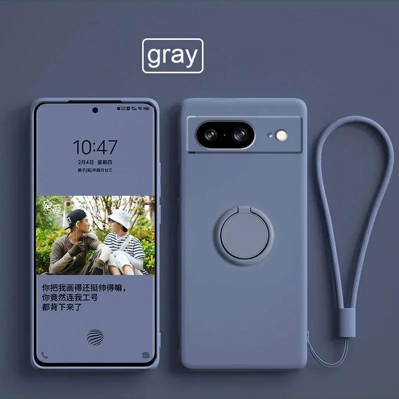 Case for Google Pixel 8 9 Finger Ring Stand Holder Slicone Cover for Pixel 9 Pro XL Solid Color Lens Protection Soft Phone Case
