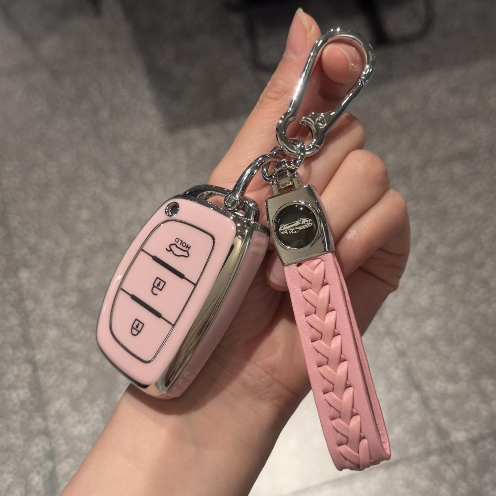 Car Key Case Cover with Handmade Lanyard For Hyundai Ioniq 2017-2019, only fit for the car key shown in the image.