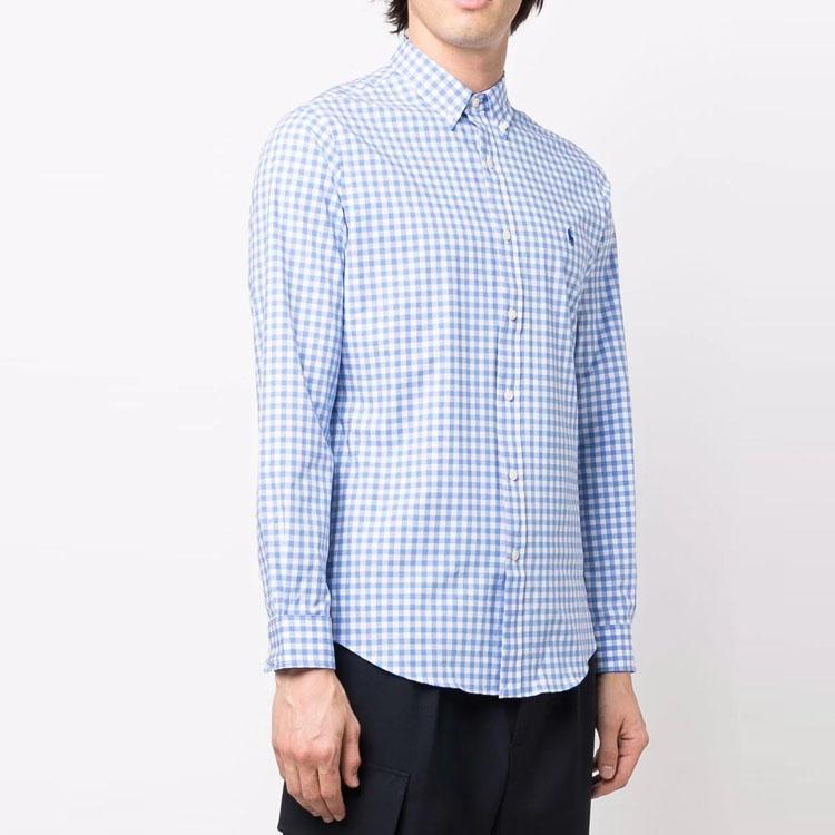 Polo Ralph Lauren SS23 Plaid Button-Down Collar Long Sleeve Shirt Men Shirts Blue 710867327-001