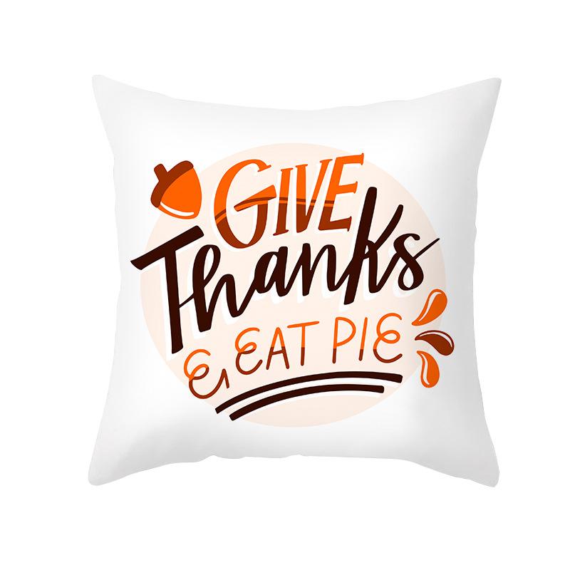 Autumn Harvest Thanksgiving Cushion Cover New Arrival Turkey Pumpkin Peach Skin Printed Cushion