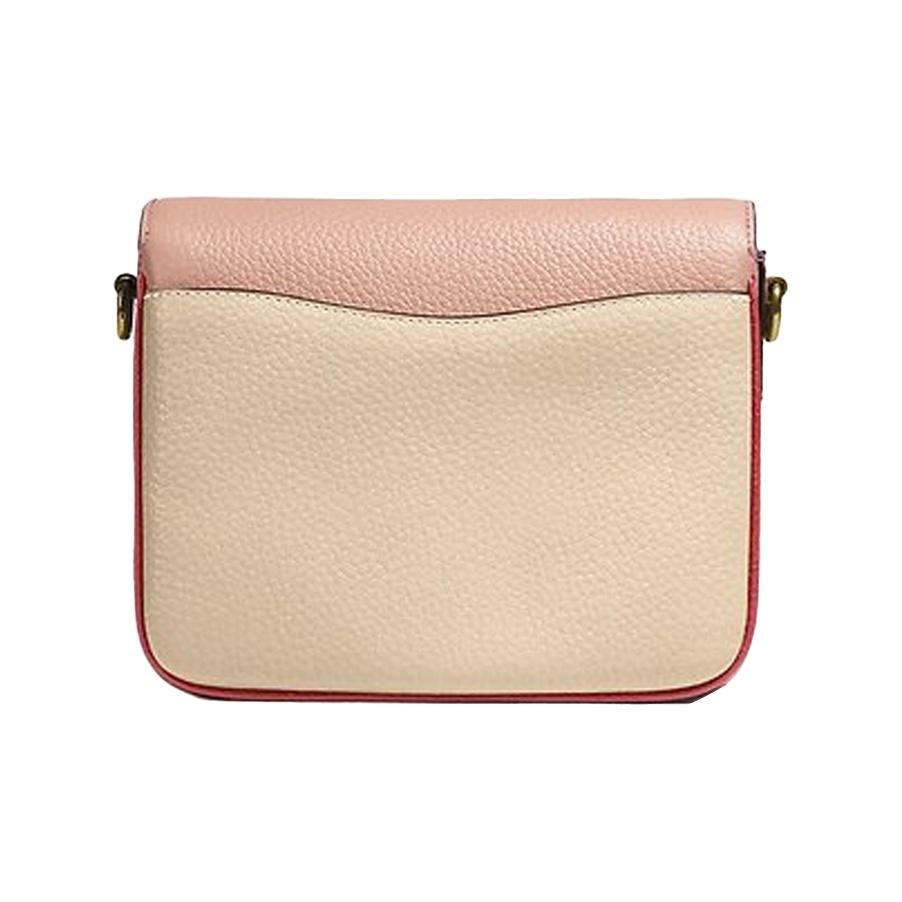 Coach Cassie 19 Color Block C Buckle Flap Leather Messenger Bag Women Bags Cherry-Blossom-Pink Beige 89088-B4SBF