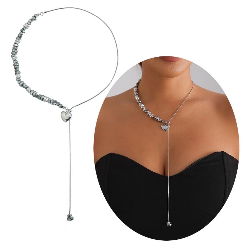 Adjustable Length Heart Beaded Necklace Sweet Cool Fashion For Everyday Outings Gatherings