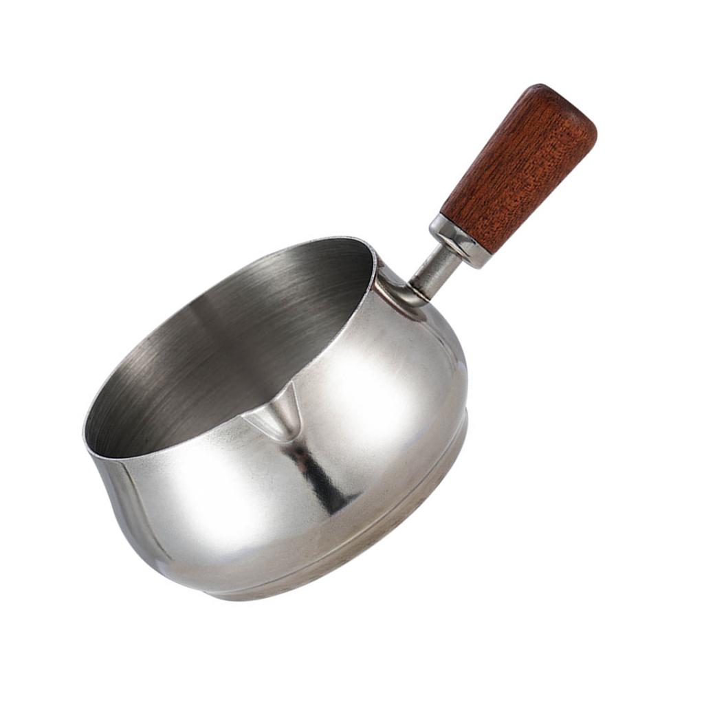Stainless Steel Measuring Cups With Wooden Handle Condiment Serving Cups Ideal For Espresso And Sauce Pouring