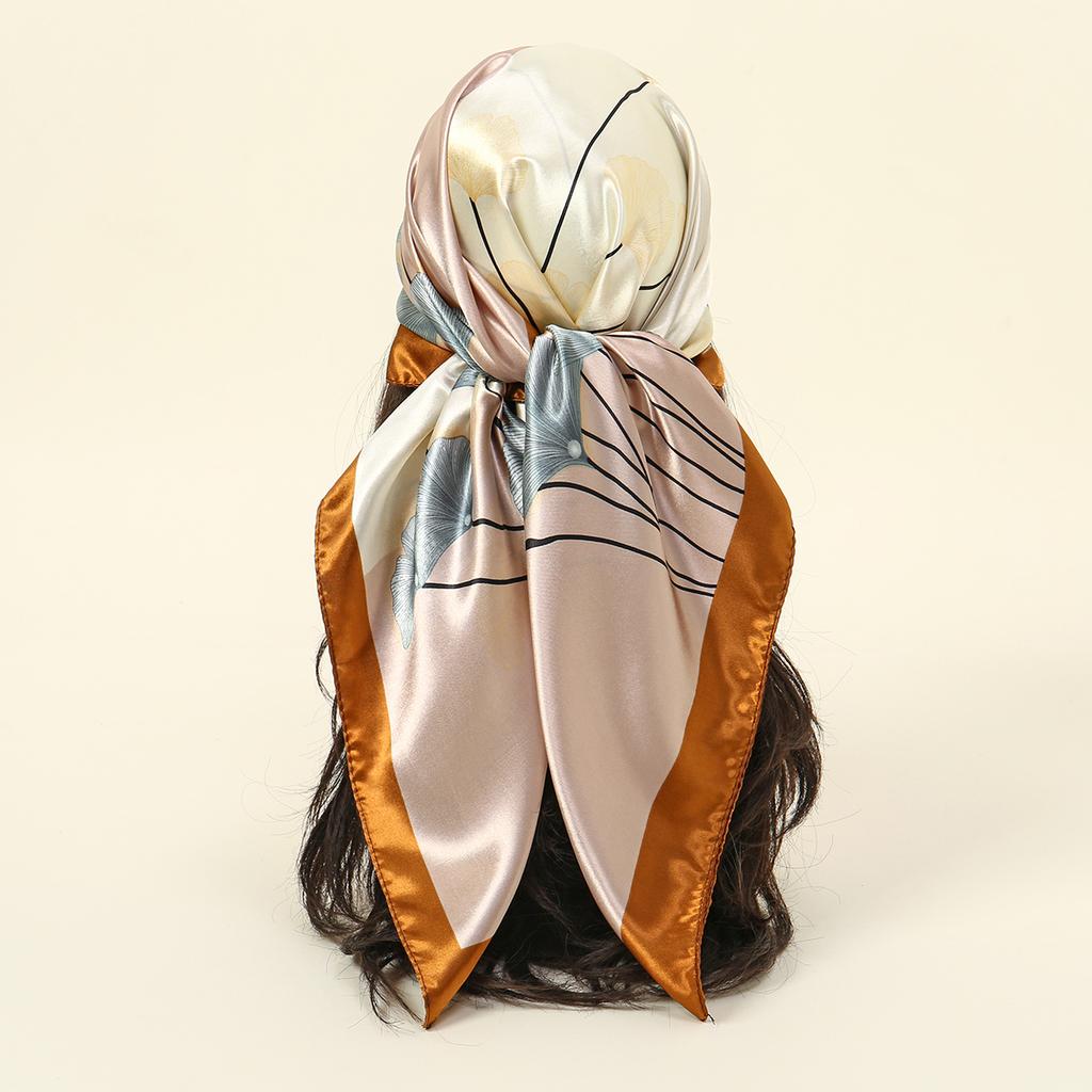 Fashion Floral Printed Square Scarf Spring Summer Satin Silk Shawl Lady Elegant Handkerchief Islam Turban Headscarf 90*90cm