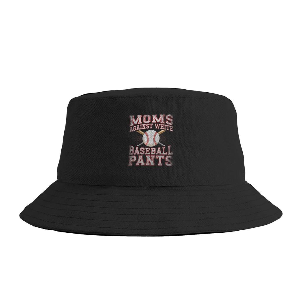 Moms Against White Baseball Pants Funny Baseball Mom Vintage Bucket Hat Summer Retro FisherUnisex Hats Portable Fishing Caps