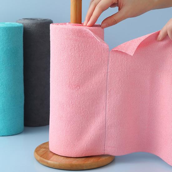 1 Roll Rag Thickened Water-Absorbent Cleaning Clothes Tear-Off Design Disposable Rags Kitchen Bathroom Cleaning Rag