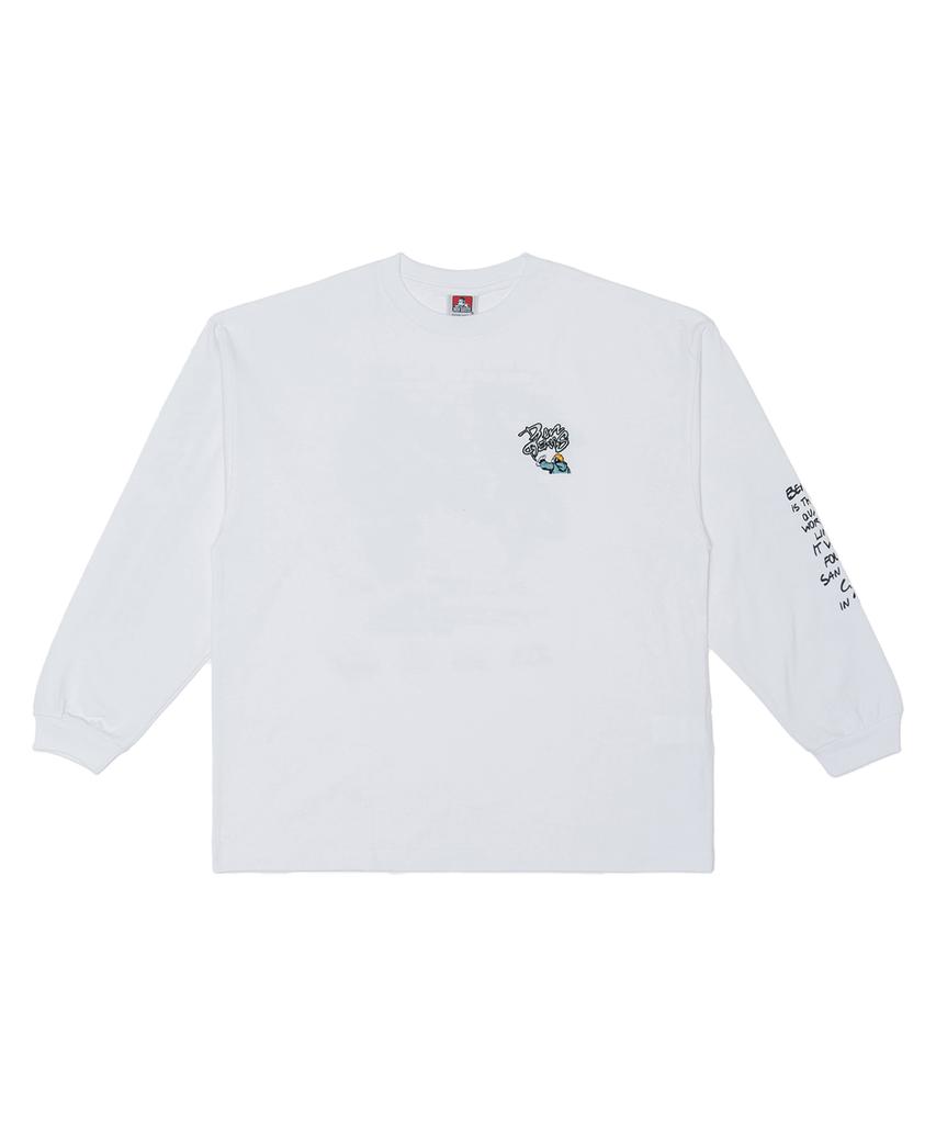 BEN DAVIS White Label Oversized Spray Master Long Sleeve T-Shirt White