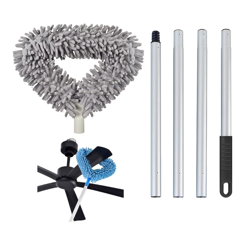 

1 Set Telescoping Duster Ergonomic Grip Ceiling Dust Removal Cleaning Brush For Delicate Texture Cleaning светло-серый