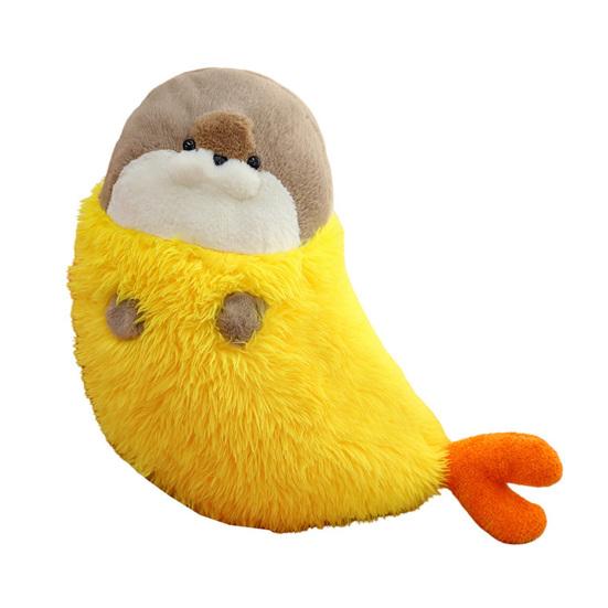 Fried Shrimp Seal Plush Pillow 70/90cm Soft Stuffed Hugging Doll with Invisible Zipper Cute Decorative Cushion Toy for Kids