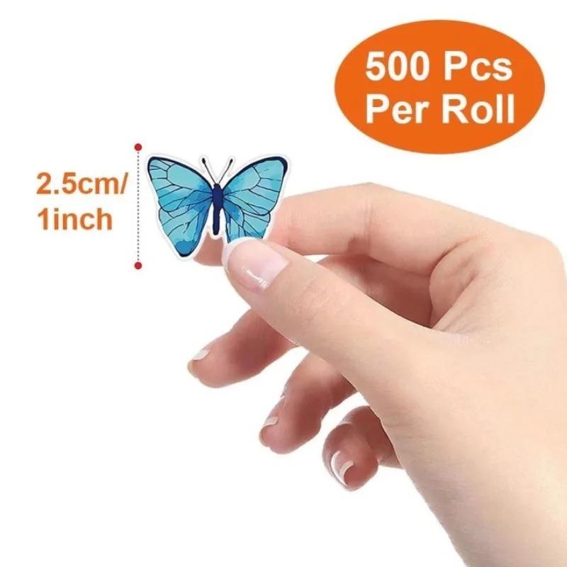 500Pcs/Roll Butterfly Flowers Stickers Stickers Aesthetic Cartoon Sealing Labels Decor Stationery Diary Decoration Decals