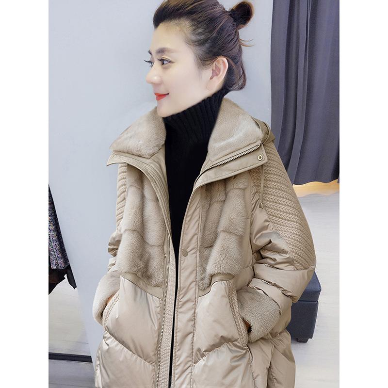 

Женская зимняя утолщенная хлопковая куртка на пуху, вязаное свободное теплое пальто