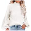 Dames effen kleur hoge kraag lange mouw pullover blouse gebreide trui