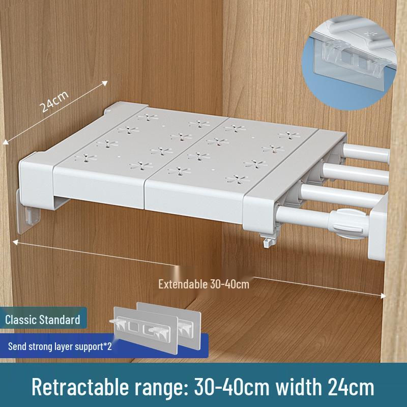 Wardrobe Divider No-Punch Shelf Storage Rack for Dormitory Cabinets and Shoe Organizers