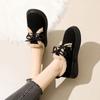 Fashion Ladies Snow Boots with Laces Black Suede Round Toe Elegant Low Heels Female Shoes Lace-up Y2k Lamb Winter Waterproof Non Slip 39