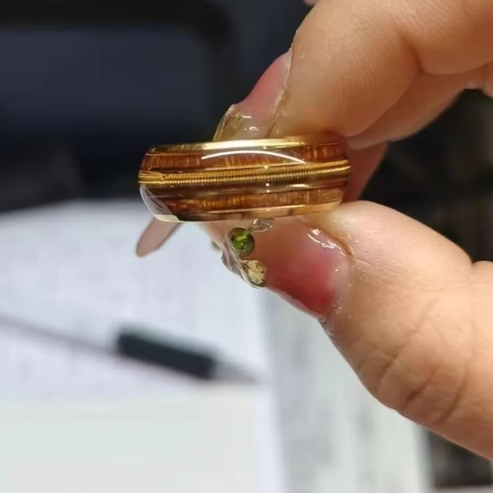 

Coffee Color Rose Golden Ring Guitar String Stainless Steel Ring Inlaid Whiskey Barrel Wood Grain Ring for Men Engagement 6 бронзовий