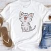 Cat Cartoon T-Shirt Crew Neck T-Shirts Casual Short Sleeve Shirts Spring & Summer Women's Clothing Fashion Simple Short Sleeve