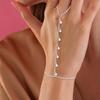 Shiny Zircon Teardrop Connected Finger Ring Bracelets For Women  Tassel Link Chain Bracelet Party Jewelry