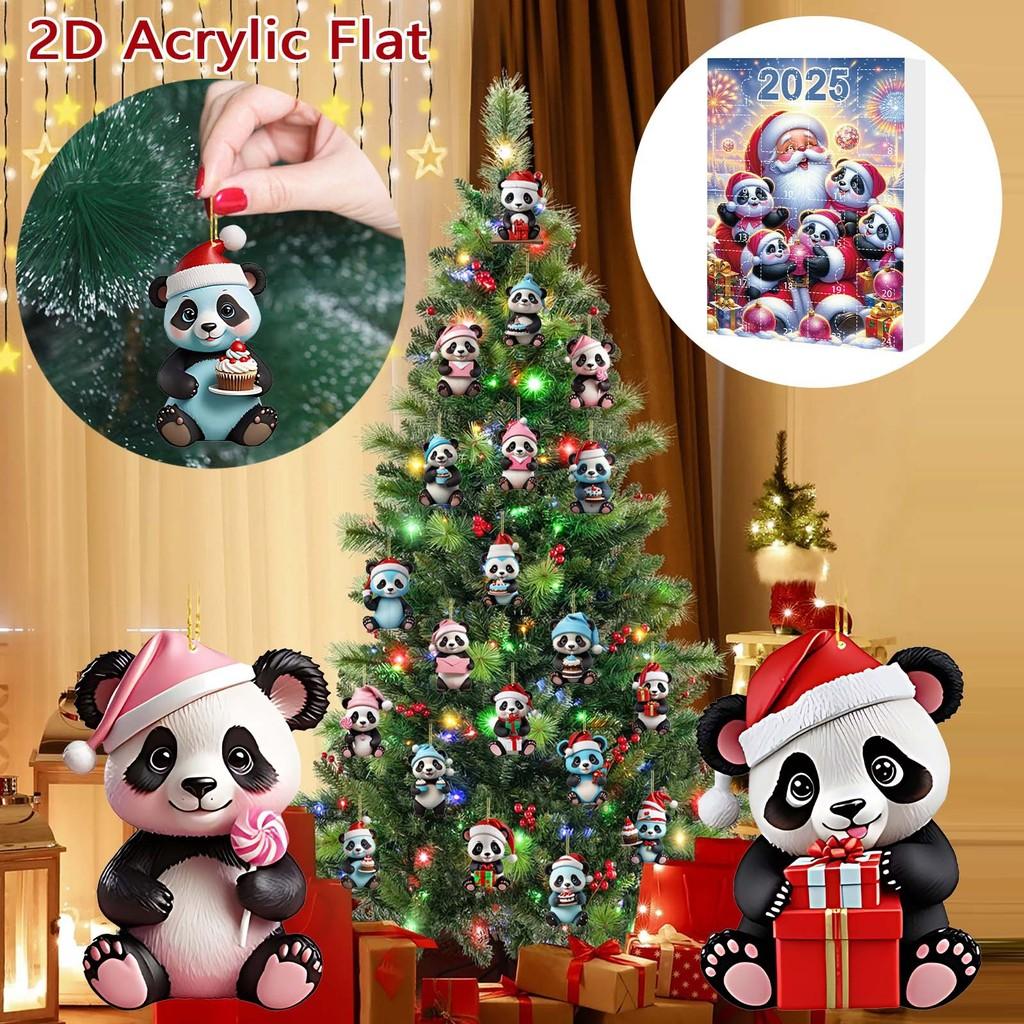 Christmas Panda Countdown Calendar With Acrylic Components For Holiday Decor Gift For Kids
