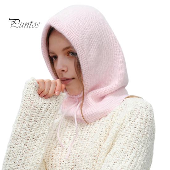 

Зимняя шапка вязаная регулируемая завязка на шею и уши защита однотонная теплая унисекс осень зима активный отдых повседневная одежда головной убор розовый