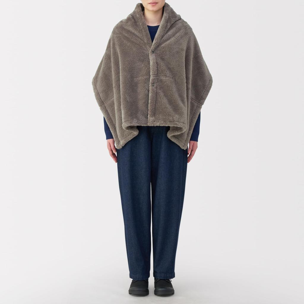 MUJI Recycled Polyester Warm Boa Unisex Mocha 45 x 160cm Cape, Adult, DDD11A5A, Brown,