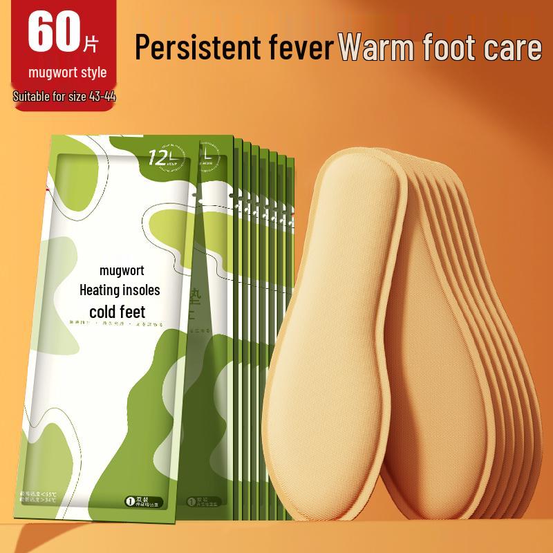 Mugwort Self-Heating Insoles - Warm Foot Patches for Women, Men & Baby - 12-Hour Heating for Cold Feet In Winter