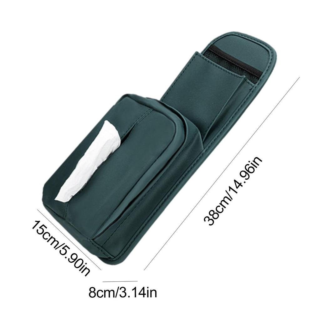 Solid Car Seat Side Organizer Car Side Seat Tissue Box Multifunctional Pocket Storage Car Front Seat Organizer For SUV Truck зелёный