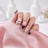 1 Set Press On Nails Salon Quality Almond French Tip Stick-on Fake Nails Removable 3D Charm Women Full Cover Glue On False Nails