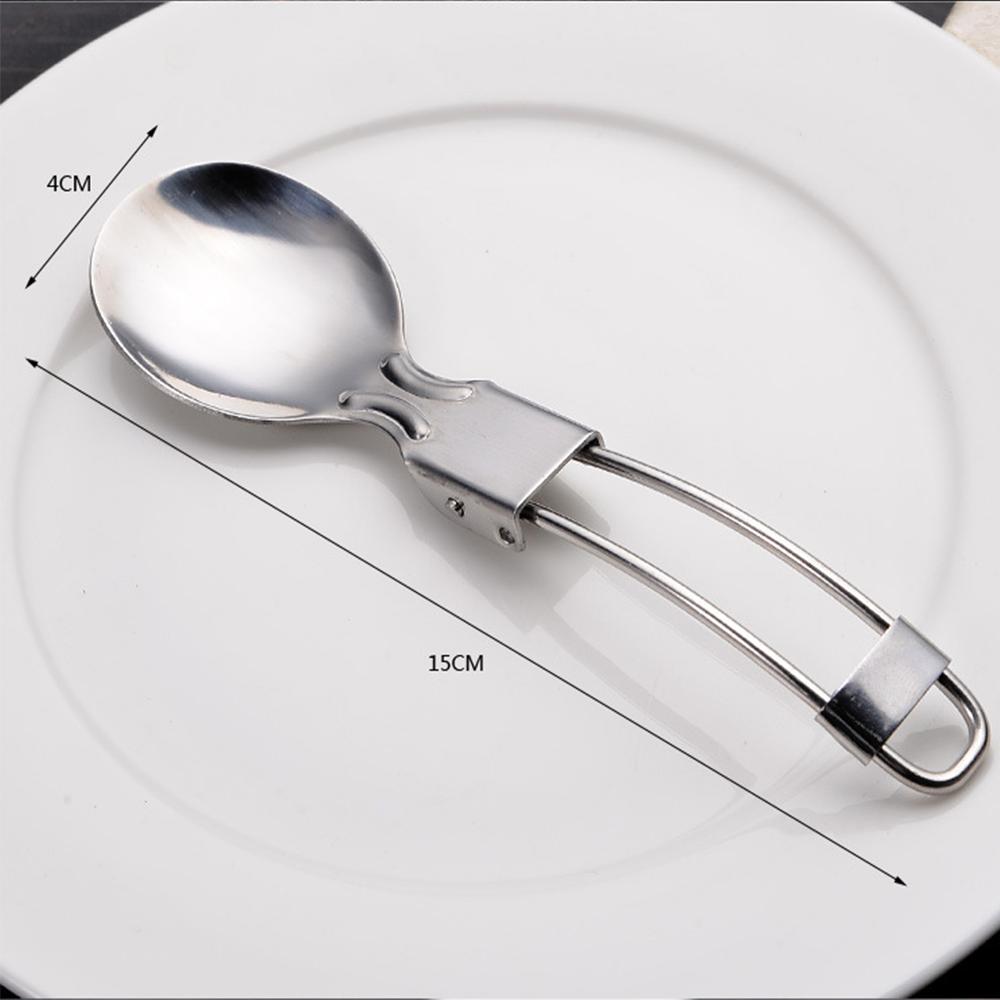 Stainless Steel Folding Spoon Folding Tableware Small Knife Salad Spoon with Fork Folding Spoon Outdoor Portable Set