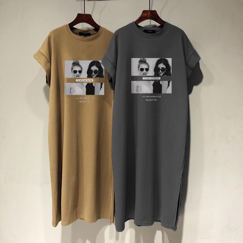 

Женская летняя футболка Niche Design Sense с рукавами-крылышками, длинное платье, свободное повседневное утягивающее платье 4XL темно серый