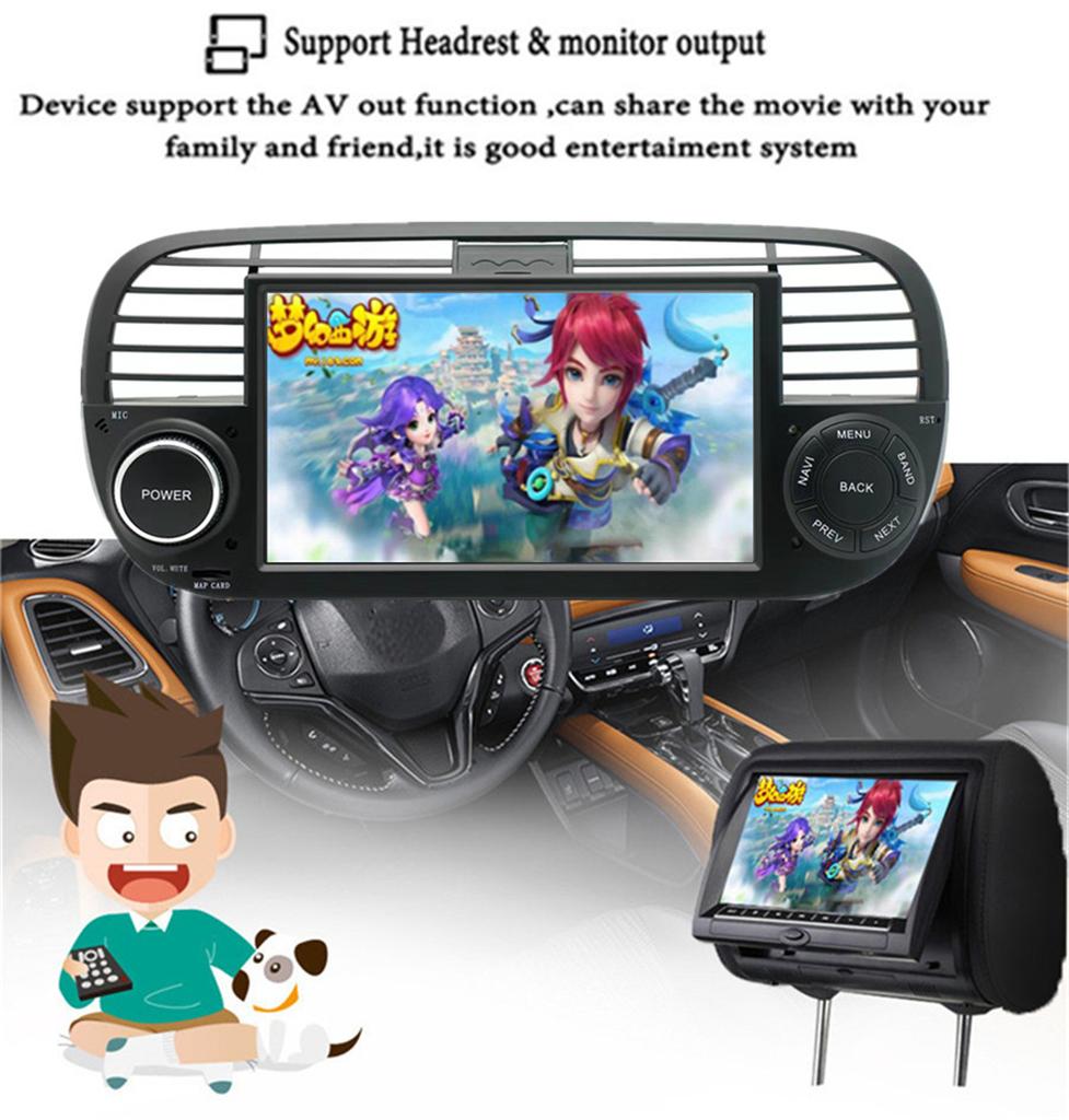 7'' Android 11 Car Radio Stereo Navi Player GPS Wifi FM For Fiat 500 2007-2015