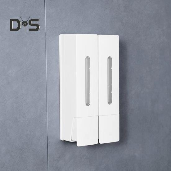 Seifenspender mit 3 Kammern zur Wandmontage, 400 ml x 3, Shampoo-Spender ohne Bohren, Waschspender mit Sichtfenster