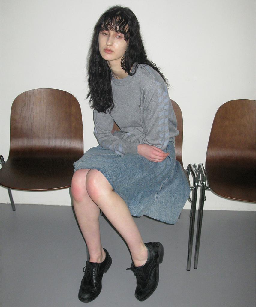 PARTIMENTO WOMEN Contrast Stripe Knit Crew Neck_Melange