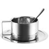 Juego de 3 tazas de café de acero inoxidable 304 con bandeja para cucharas para oficina, elegante para el hogar