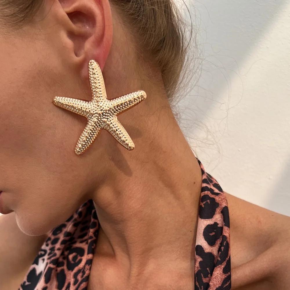 Orecchini a Bottone Trendy Esagerati a Forma di Conchiglia Stella Marina Conchiglia Perla per Donna Fascino Retro Accessorio Gioiello per Vacanza Estiva al Mare Regalo