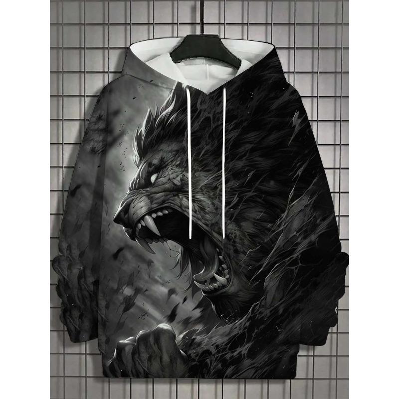 Men's Hoodie 3d Print Animal Lion Graphics Long Sleeve Hoodie Fashion Casual Autumn Unisex Tops Oversized Hooded Streetwear